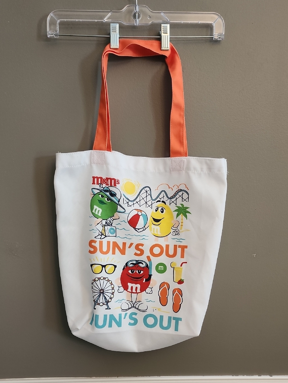 M&M's 'Sun's Out' Beach Tote in White with Orange Straps